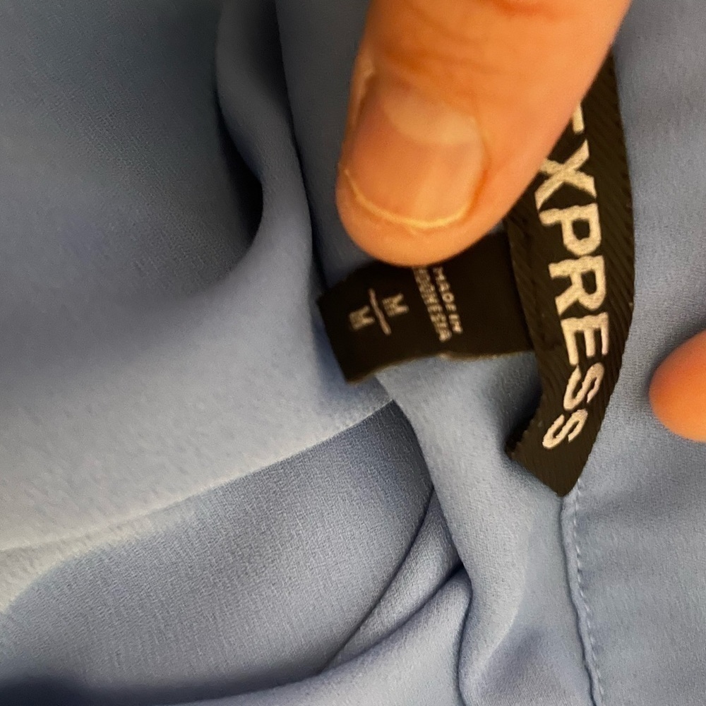 Express Light Blue Button-Front Top - Picture 2 of 5